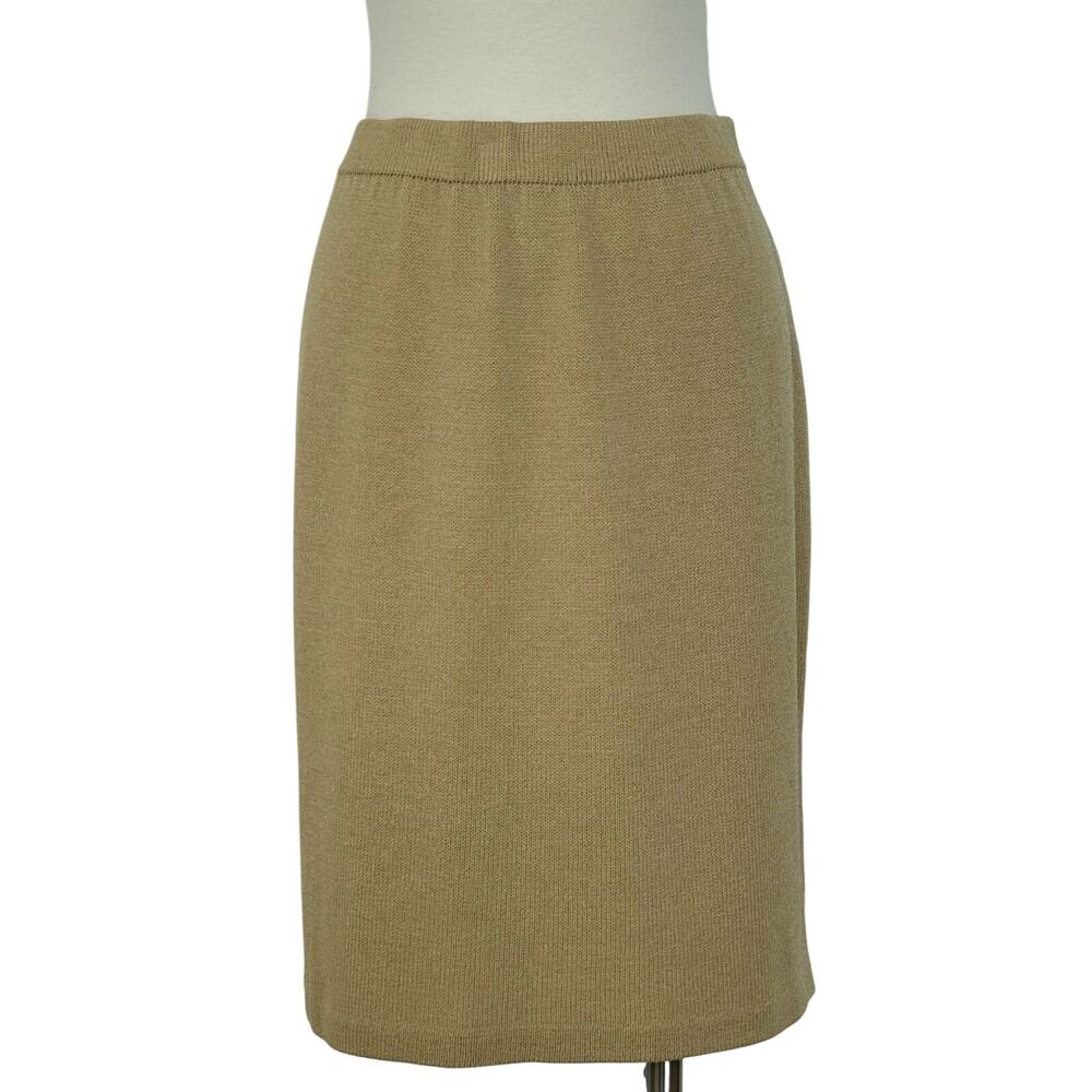 St. John Collection Pencil Skirt Santana Knit Beige Knee Length Size: 12 Vintage